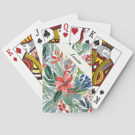Festiv röda julstjärna Eleganta akvarellblommor Casinokort