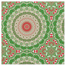 Festiv röda och gröna mandala med firande symmetri tyg