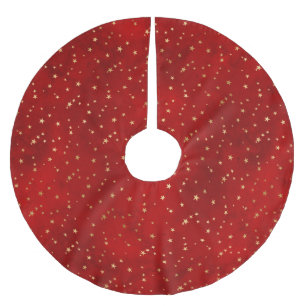 Festiv röda och gyllene folie vinter julstjärnor julgransmatta borstad polyester
