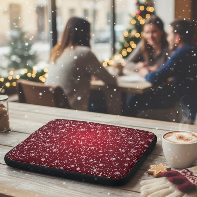 Festiv Röda Snöflinga Laptop Fodral (Skapare uppladdad)