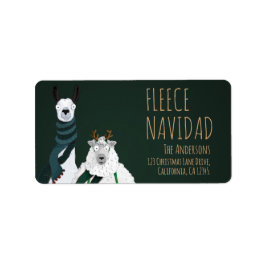 Festiv Rolig Lama & Får Fleece Navidad Puns Adressetikett
