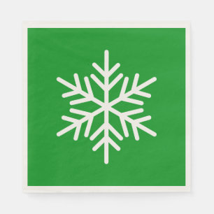 Festiv Rolig Vit Alpin Snöflinga På Kelly Grön Pappersservett