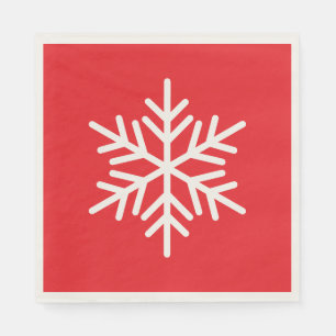 Festiv Rolig Vit Alpin Snöflinga På Ljus Röd Pappersservett
