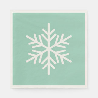 Festiv Rolig Vit Alpin Snöflinga på Ljust Teal Pappersservett