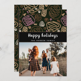 Festiv rosa enlinje konst jul Familjefoto Julkort