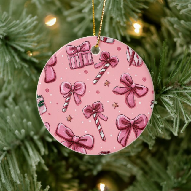 Festiv Rosa Julgransprydnad Keramik (Träd)