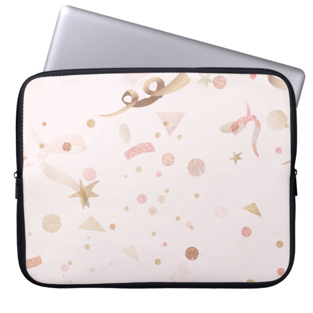 Festiv Rosa och Guld Mönster Laptop Fodral (Framsidan)