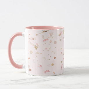 Festiv Rosa och Guld Mönster Mugg
