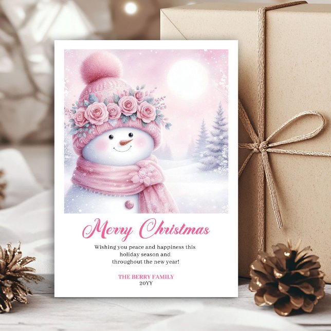 Festiv Rosa Printbar Barn Julhälsning  Julkort (Festive Pinkmas Printable Kids Christmas Greeting Card

)