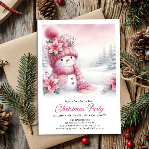 Festiv rosa snömannen barn jul inbjudan digital