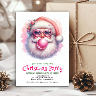 Festiv rosa tomte tuggummi akvarell inbjudan