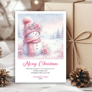 Festiv rosa vinter nedladdning jul scen jul julkort