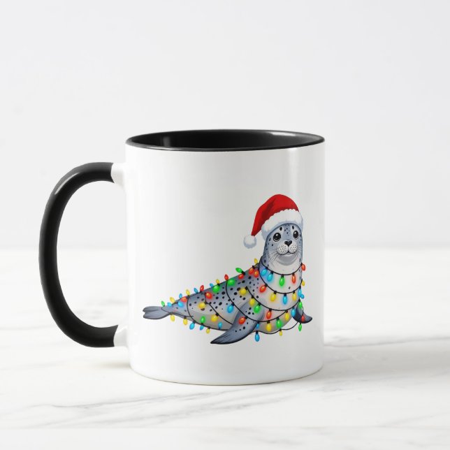 Festiv sälar täckt med julbelysning mugg (Vänster)