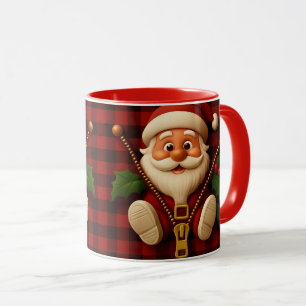 Festiv Santa Dragked Rutig juldryckesvaror Mugg