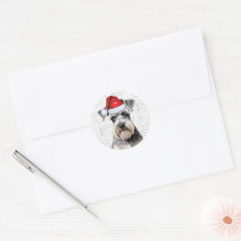 Festiv Schnauzer Hund Voff Vardags Konst Jul Runt Klistermärke