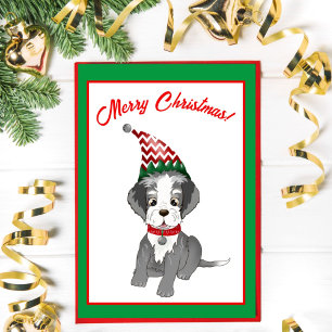 Festiv Schnauzer-valp God Jul Helgkort