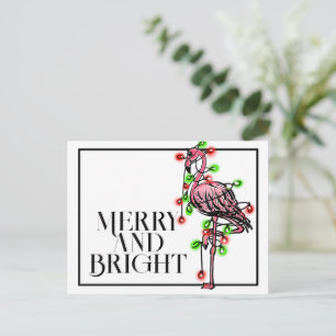 Festiv semester Flamingo röd grön Xmas krans Vykort