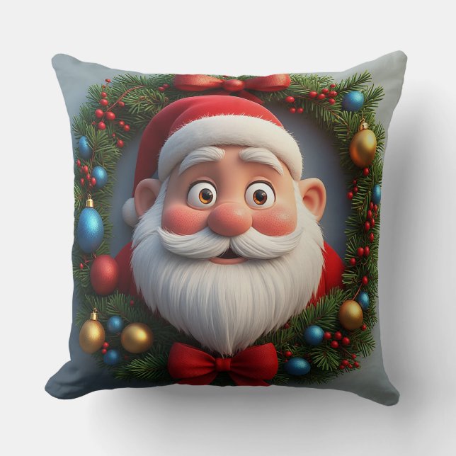 🎅 Festiv Serieteckning Tomte Julstämning Kudde (Framsida)
