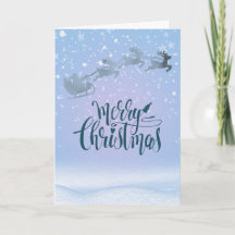 Festiv Silver Santa på en släde hälsning 