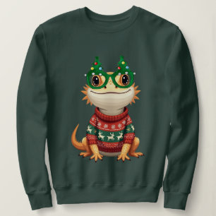 Festiv Skäggig Drak Jul Geeky Reptil T Shirt