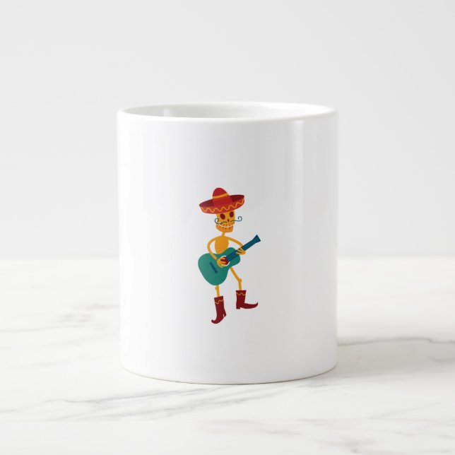 Festiv skelettgitarrspelare jumbo mugg (Framsidan)