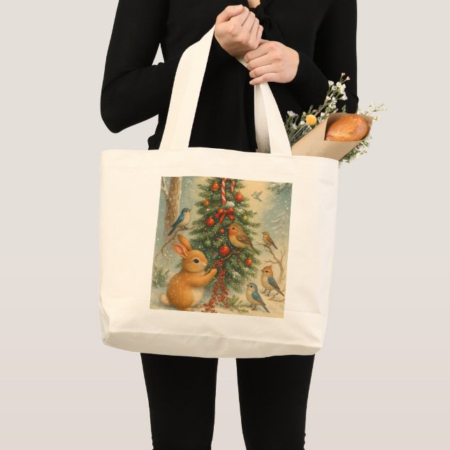 Festiv skogsrabatt jul söta högtid  jumbo tygkasse (Framsida (produkt))