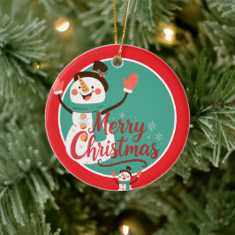 Festiv Snemann Glad Jul Läppbalsam Julgransprydnad Keramik