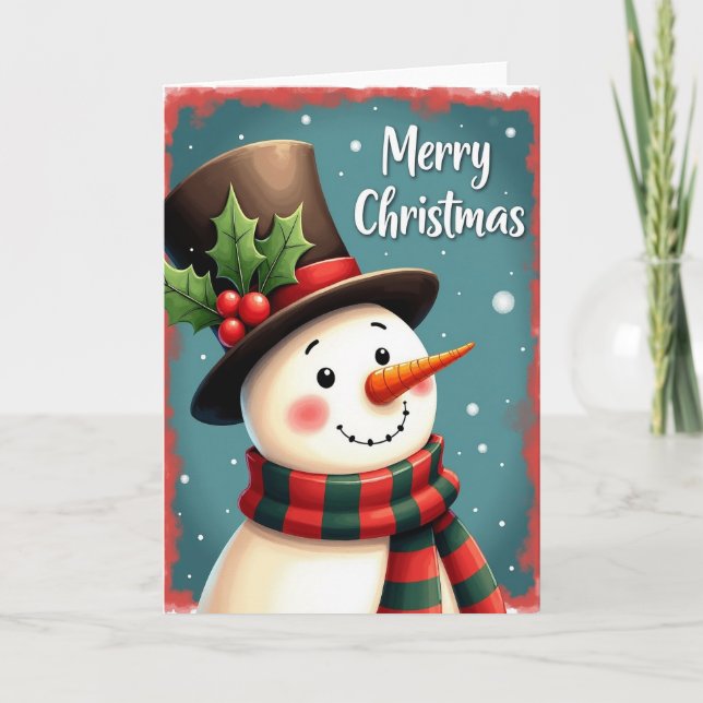 Festiv snöfigur kort (Framsida)