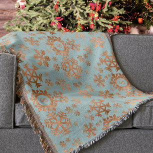 Festiv snöflake Monogrammed Blue Copper Brown Mysfilt