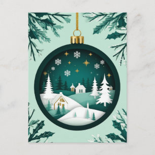❄️ Festiv snöflinga grön prydnad 🎄 Jul Helg Vykort