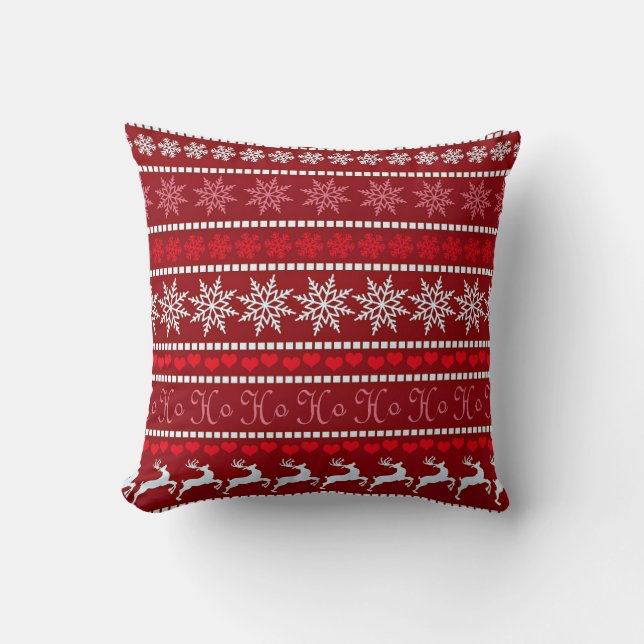 Festiv snöflinga och ren-design kudde (Framsida)