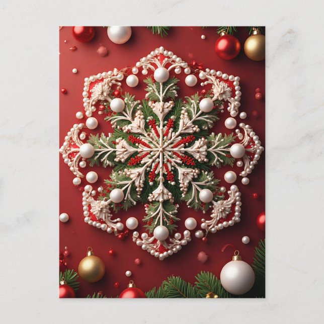 ❄️ Festiv snöflingaornament Glöd 🎄 Elegant Vykort (Framsida)