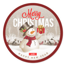 Festiv Snömannen Jul Sticker – God Jul