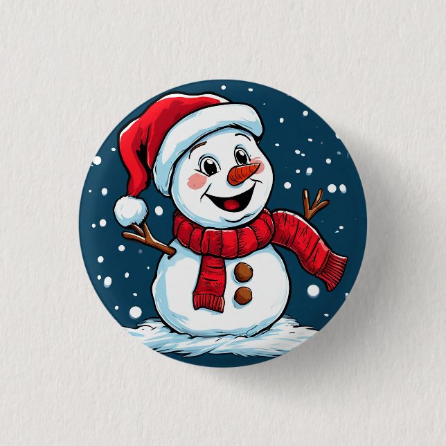 ❄️ Festiv Snömannen Julstämning Knapp (Framsida)