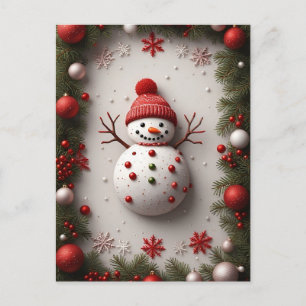 ❄️ Festiv Snömannen Tall Julglans 🎄 Vinter Vykort