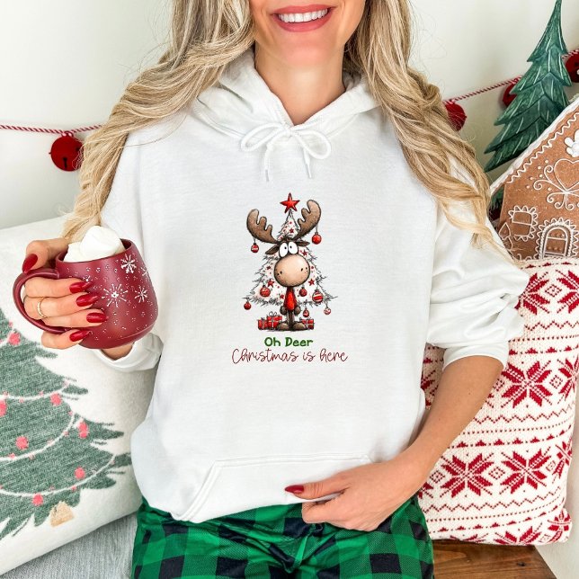 Festiv Söt Ren “Åh Älg, Julen Är Här” T Shirt (Skapare uppladdad)