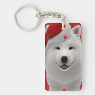 Festiv Söt Serieteckning Stil Samoyed Hund Med Tom