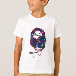 Festiv spelarhörsnitt med julbelysning t shirt