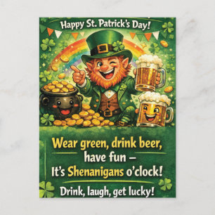 Festiv St. Patrick's Day Leprechaun Hälsning Vykort