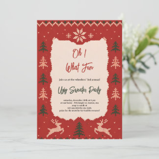 Festiv stickad julfirande inbjudningar