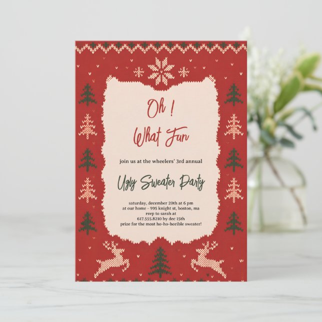 Festiv stickad julfirande inbjudningar (Stående Fram)