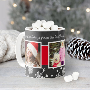 Festiv svart skrivtavla jul fotokollage kaffemugg