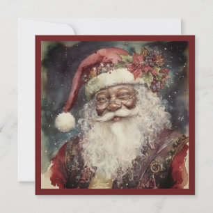 Festiv Svart Tomte Rokoko & Julstjärna-Accent Julkort