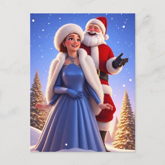 ❄️ Festiv Tomte & Snöjungfrun Vinterberättelse 🎄 Vykort (Framsida)