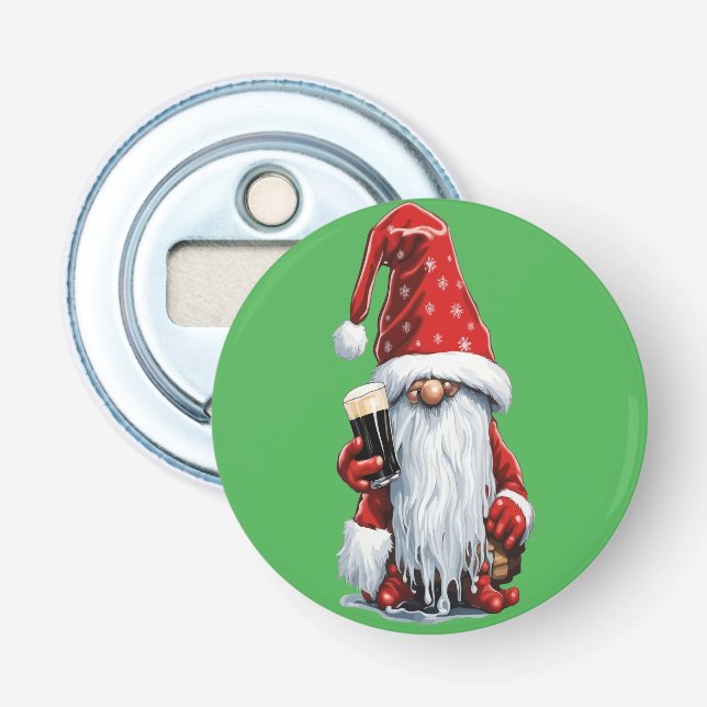 Festiv Tomte Som Håller Ett Glas‎ Irländsk Torr St Flasköppnare (Framsidan)