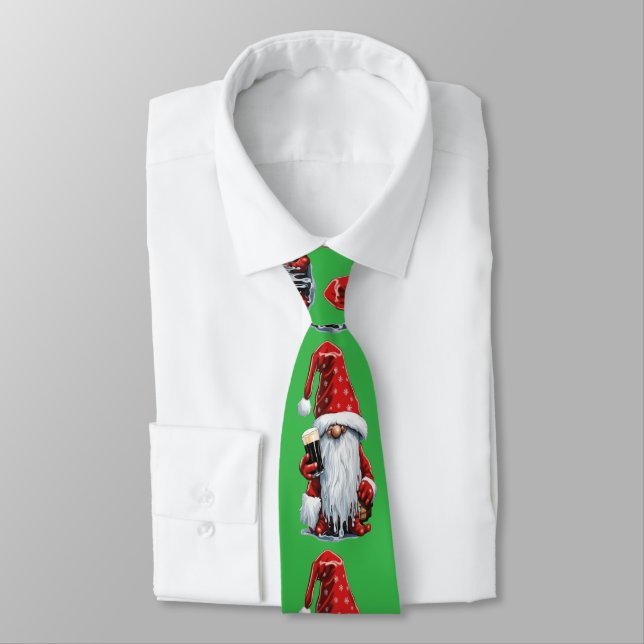 Festiv Tomte Som Håller Ett Glas Irländsk Torr Sto Slips (Bunden)