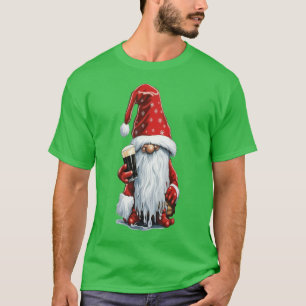 Festiv tomte som håller ett glas irländsk torr sto t shirt