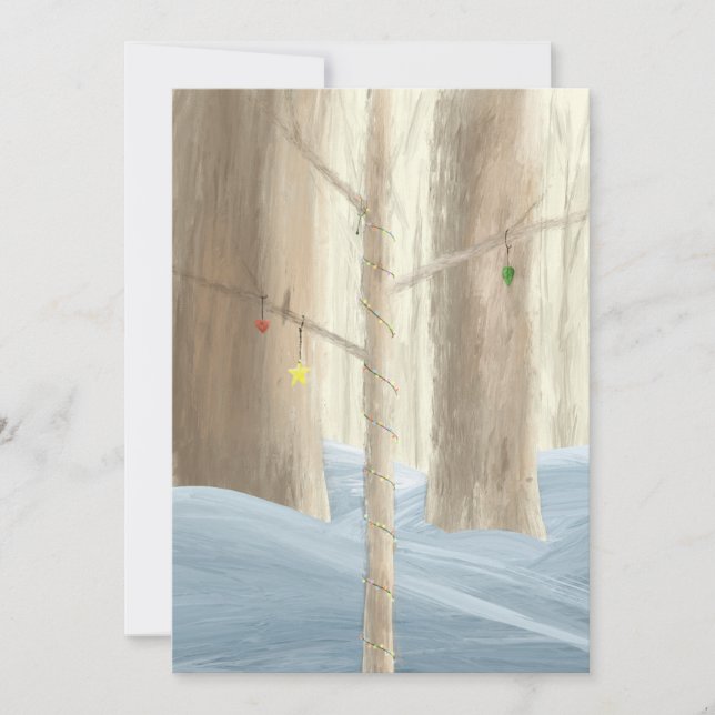 Festiv träd i en snöig skog julkort (Framsida)