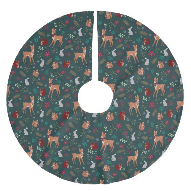 Festiv träskjulsvän Dark Green Trädskört Julgransmatta Borstad Polyester (Framsidan)