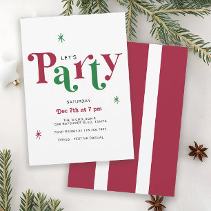 Festiv typografi Låt oss festa Whimsical Holiday Inbjudningar